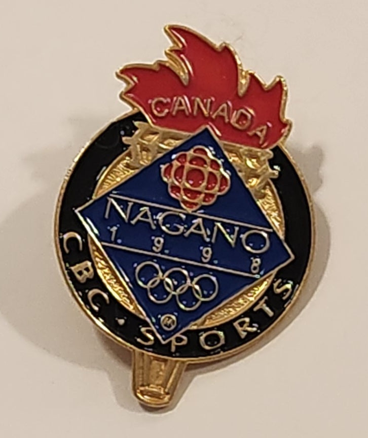 1998 Nagano Japan Winter Olympic Games CBC Sports Canada Olympic Torch Enamel Metal Lapel Pin 3