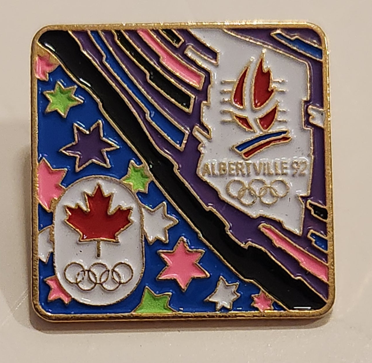 1992 Albertville France Winter Olympic Games Speed Skating Enamel Metal Lapel Pin 3