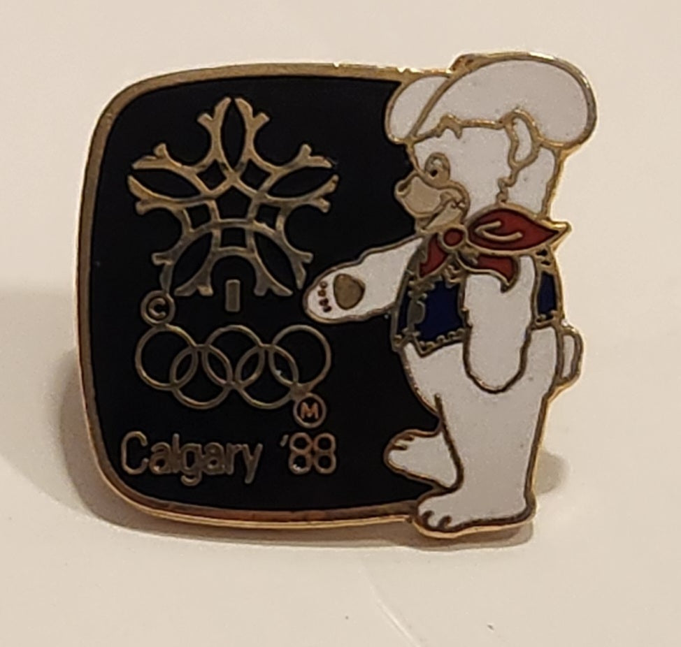 1988 Calgary Winter Olympic Games Howdy Polar Bear Enamel Metal Lapel Pin 3