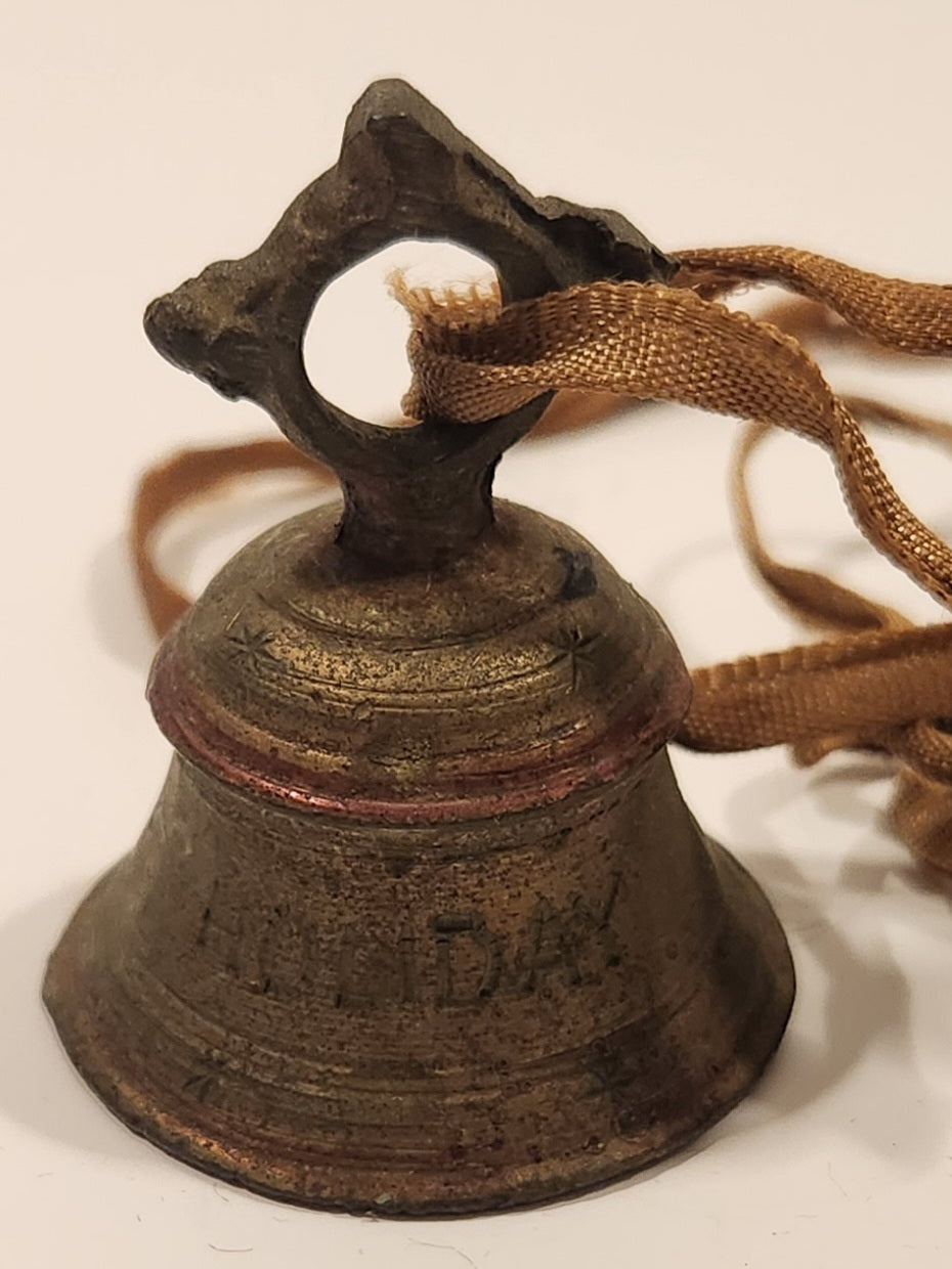 Vintage Sarna India Holiday Cheer Atomic Stars Engraved Miniature Brass Bell 2