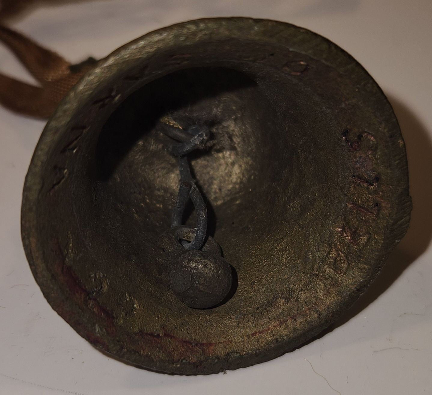 Vintage Sarna India Holiday Cheer Atomic Stars Engraved Miniature Brass Bell 7