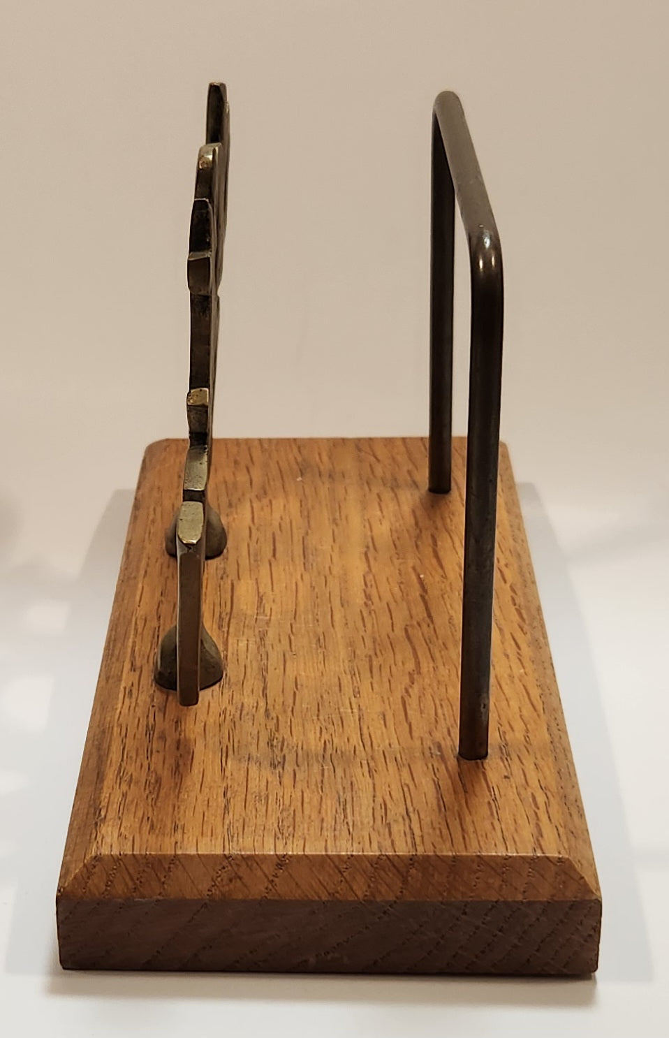 Vintage "Do It Now" Solid Brass and Oak Wood Desktop Office Bill Letter Folder Holder 3