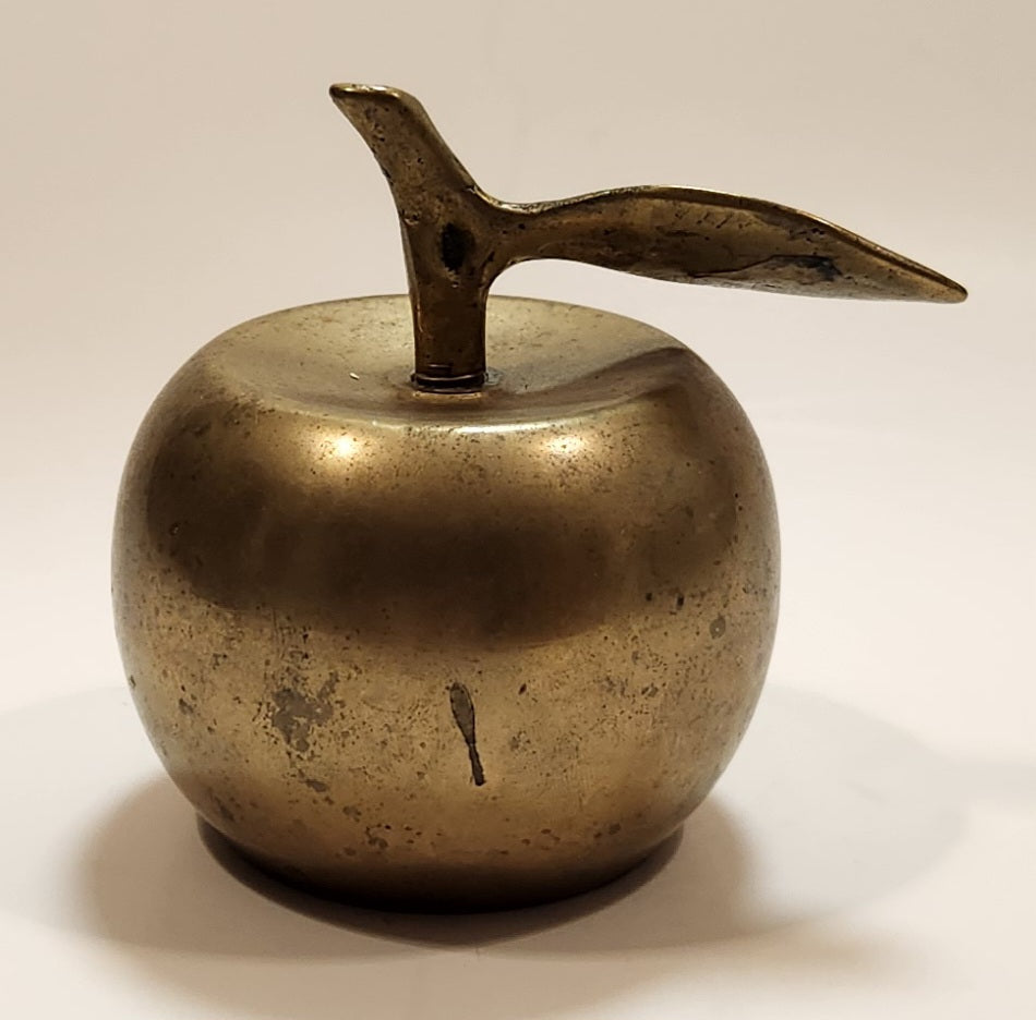 Vintage Brass Metal 3" Tall Apple with Leaf 4