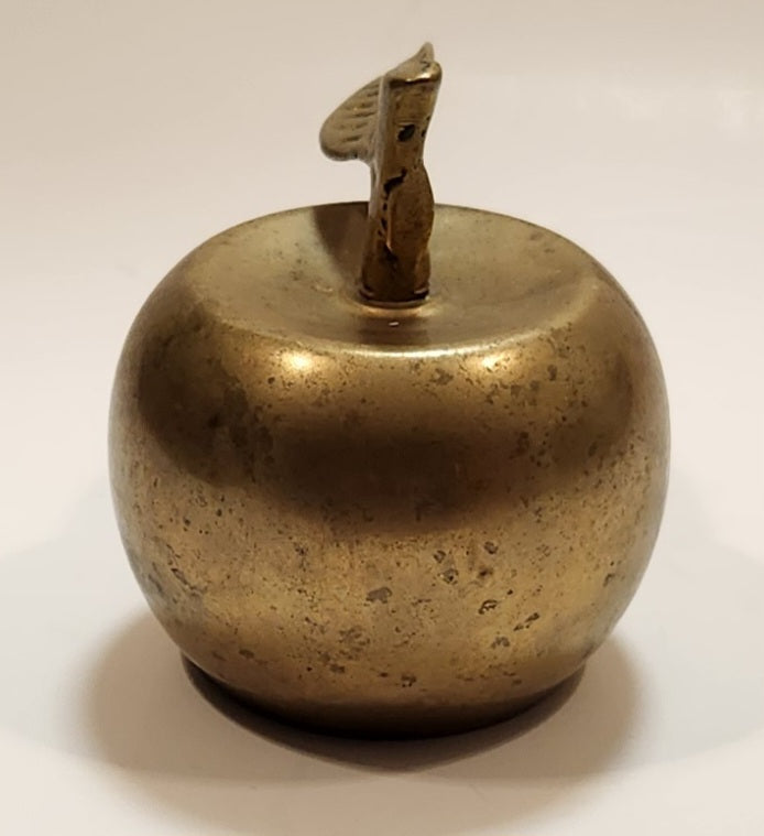 Vintage Brass Metal 3" Tall Apple with Leaf 3
