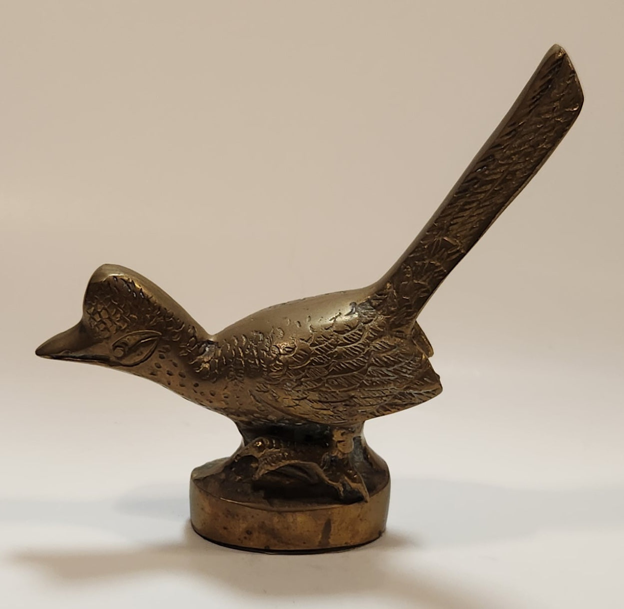 Vintage Roadrunner Bird with Tail Up 6" Brass Metal Figurine 2