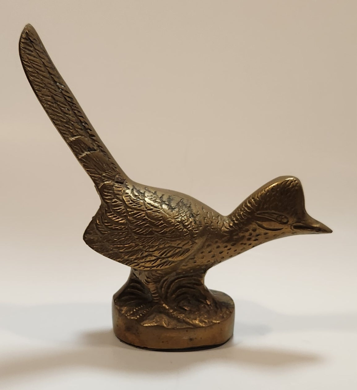 Vintage Roadrunner Bird with Tail Up 6" Brass Metal Figurine 4
