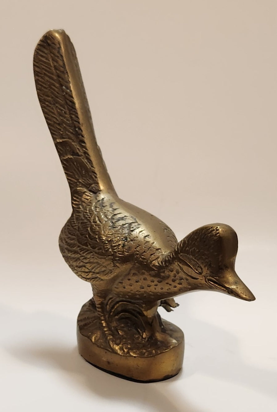 Vintage Roadrunner Bird with Tail Up 6" Brass Metal Figurine 5