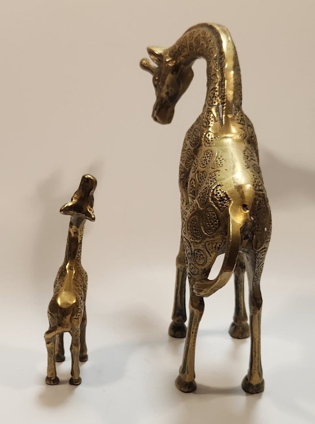 Vintage Mother Giraffe and Baby Giraffe Set of Brass Figurines 2