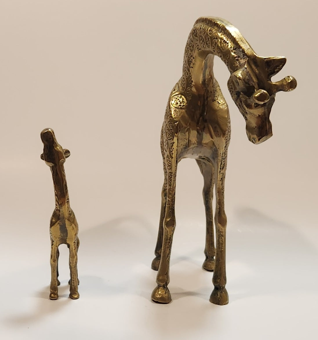 Vintage Mother Giraffe and Baby Giraffe Set of Brass Figurines 4