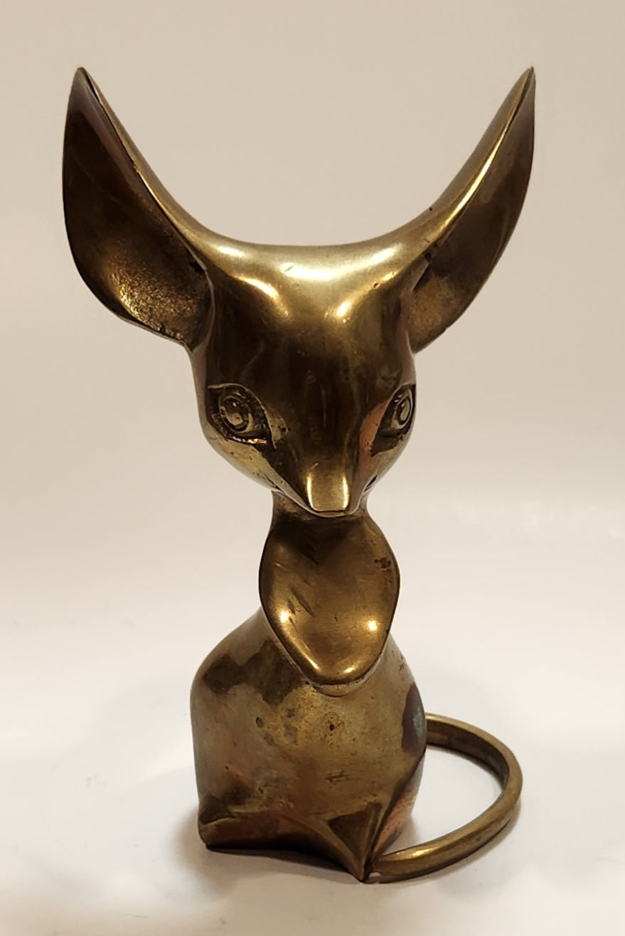 Mouse 5 1/2" Tall Brass Metal Figurine Made in Korea 2