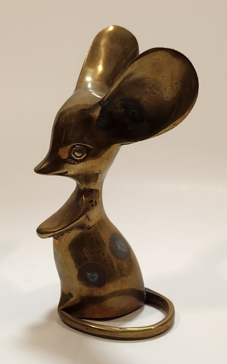 Mouse 5 1/2" Tall Brass Metal Figurine Made in Korea 3