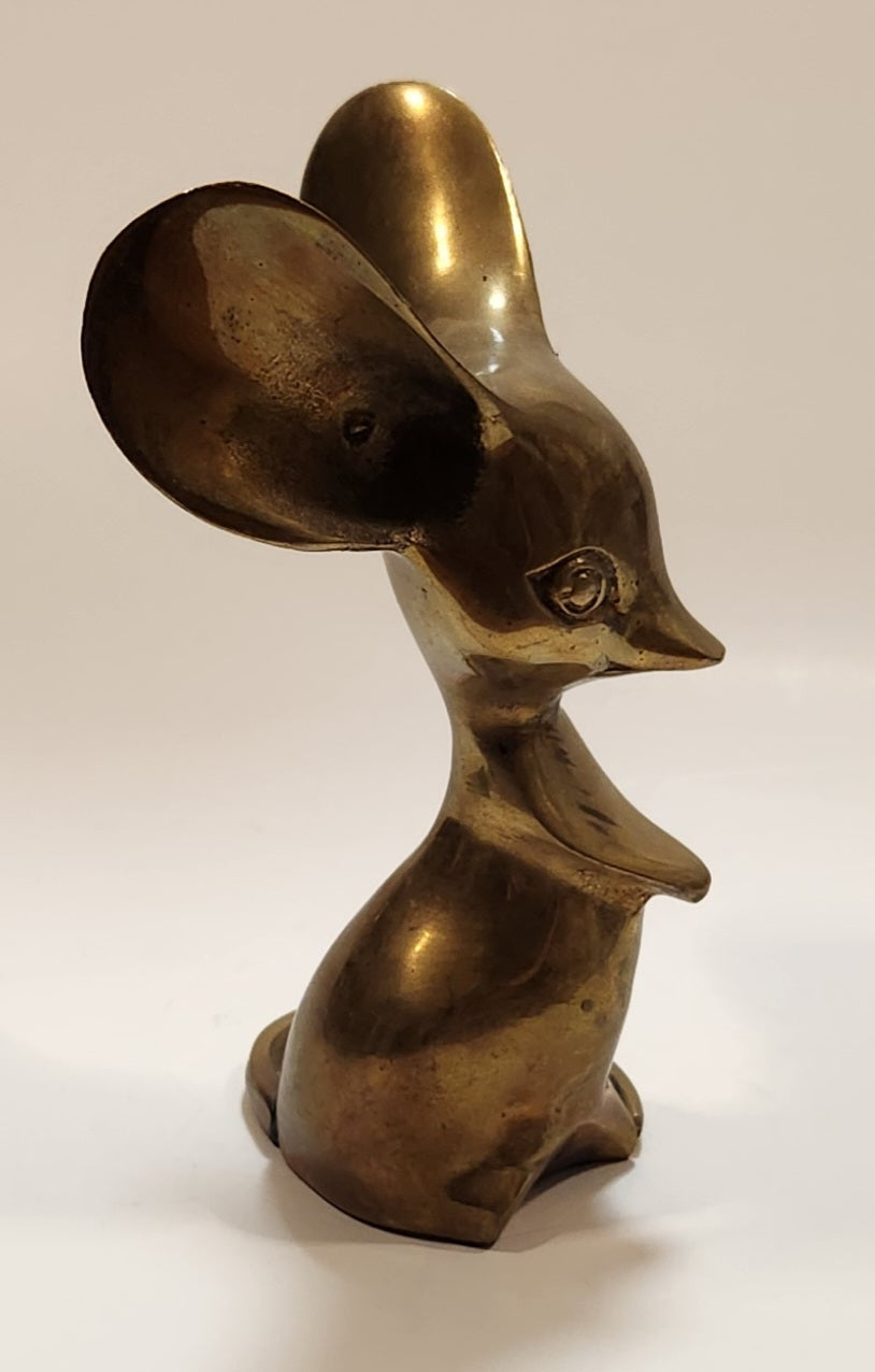 Mouse 5 1/2" Tall Brass Metal Figurine Made in Korea 5
