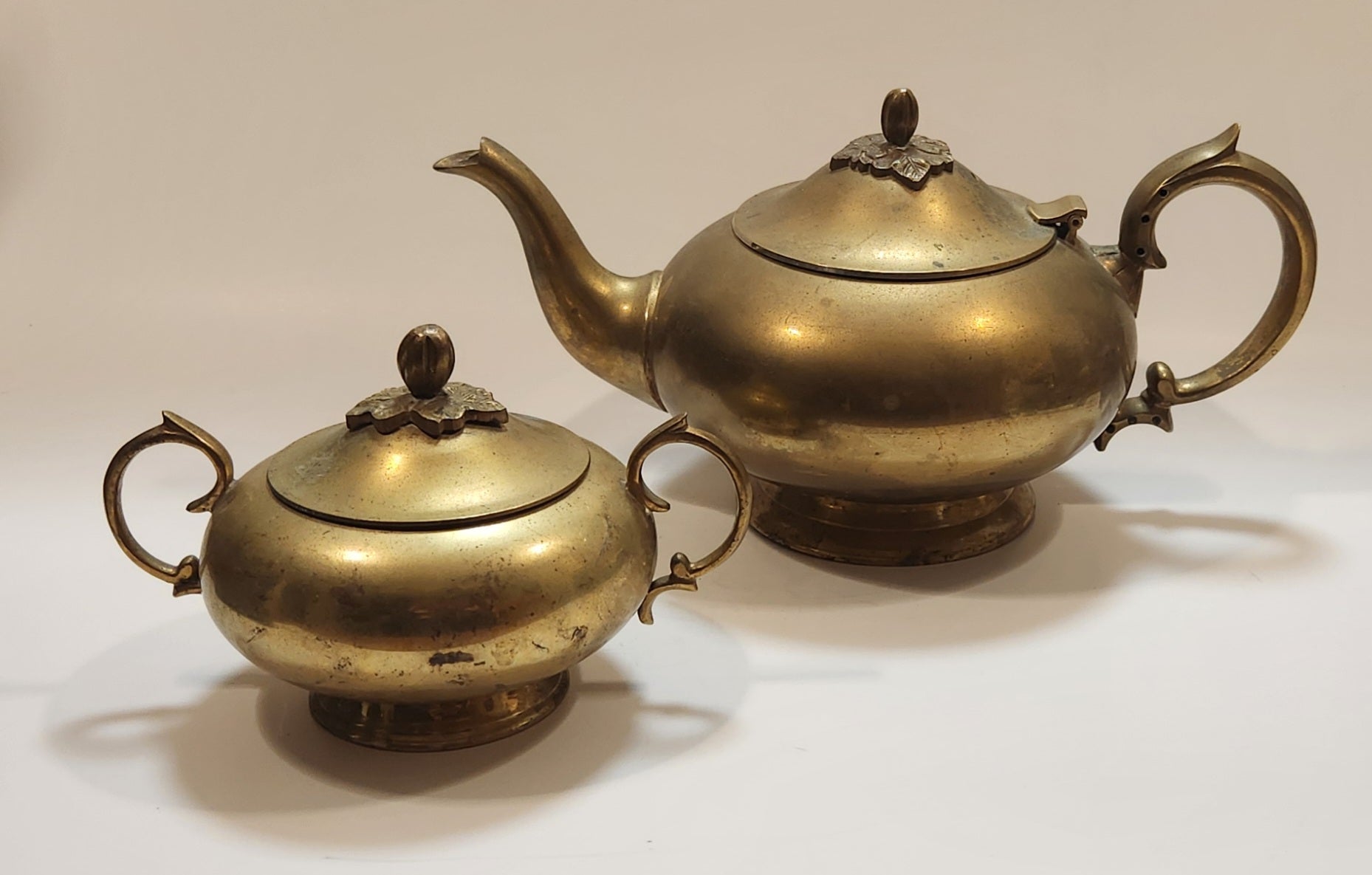 Vintage Teapot and Sugar Bowl Brass Metal Set Made in India