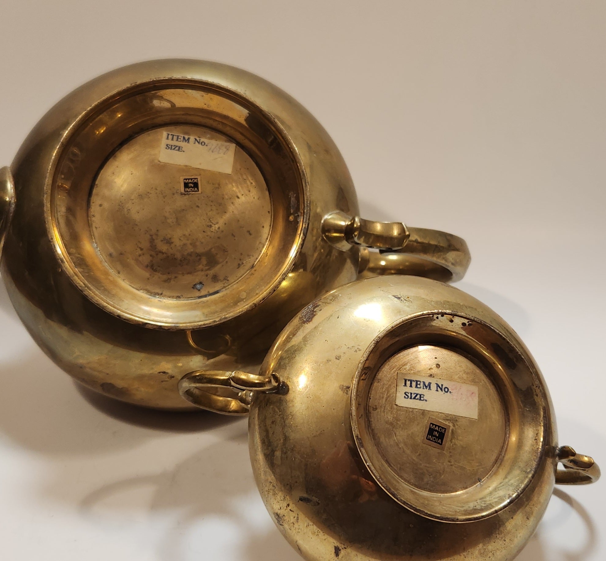 Vintage Teapot and Sugar Bowl Brass Metal Set Made in India 10