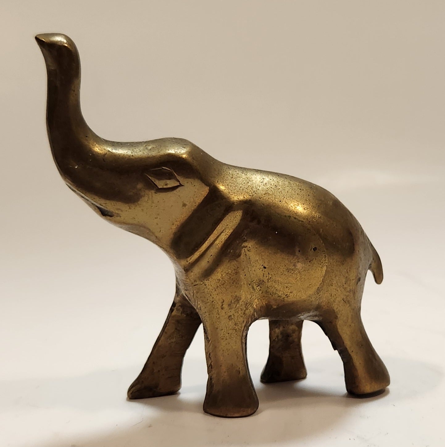 Small Brass Elephant 2 1/2" Long Animal Figurine
