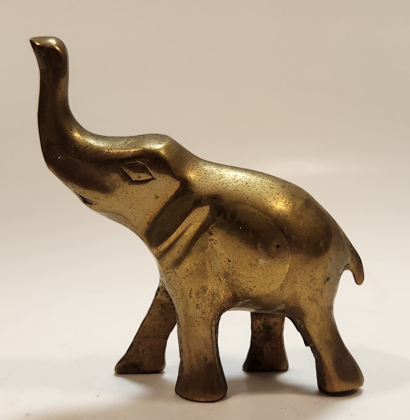 Small Brass Elephant 2 1/2" Long Animal Figurine 2