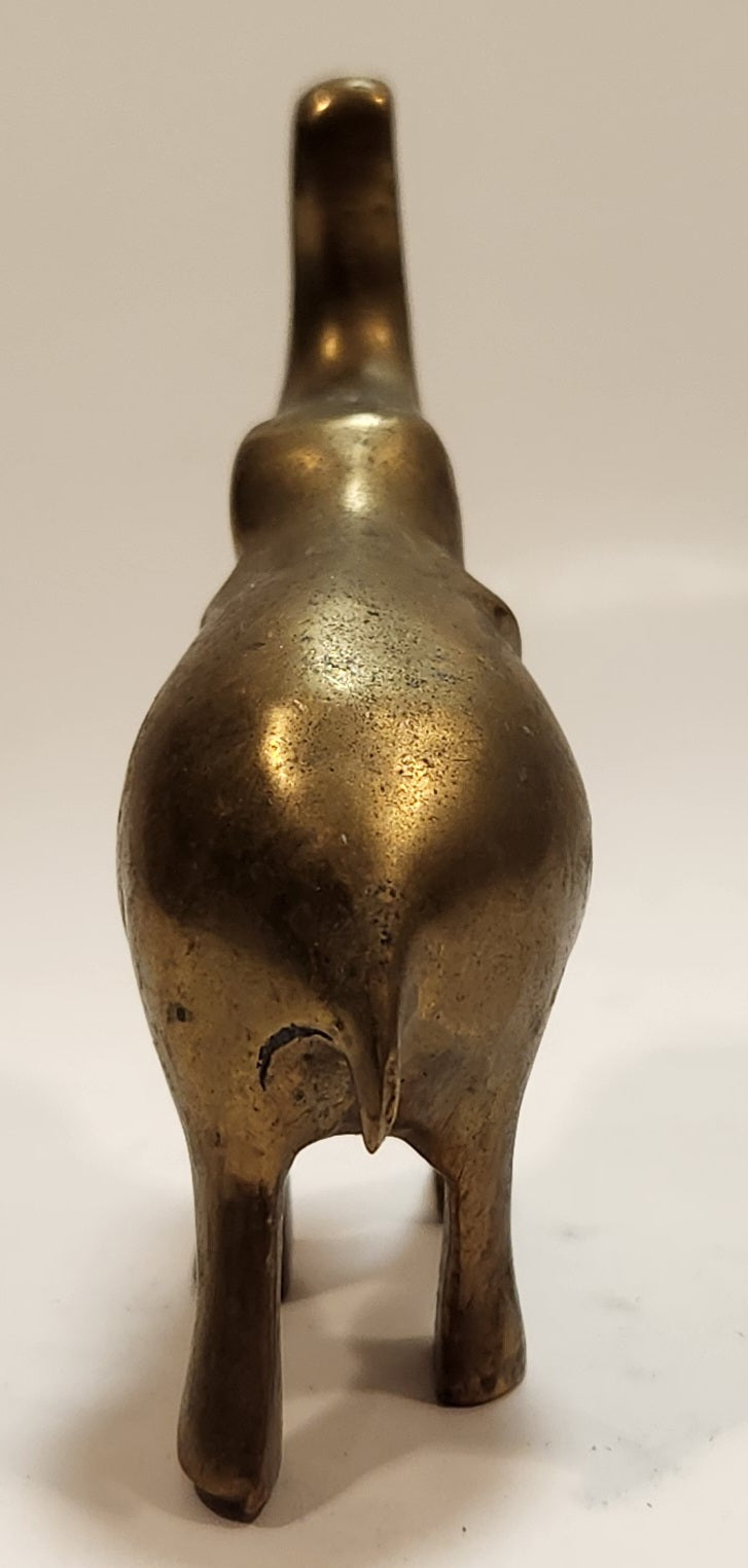 Small Brass Elephant 2 1/2" Long Animal Figurine 3