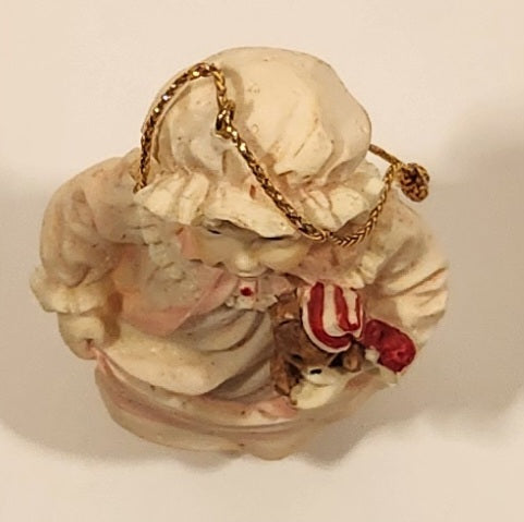 1993 Ashton Drake Heirloom Ornaments Sarah with Brown Teddy Bear Porcelain Figurine by Yolanda Bello 8