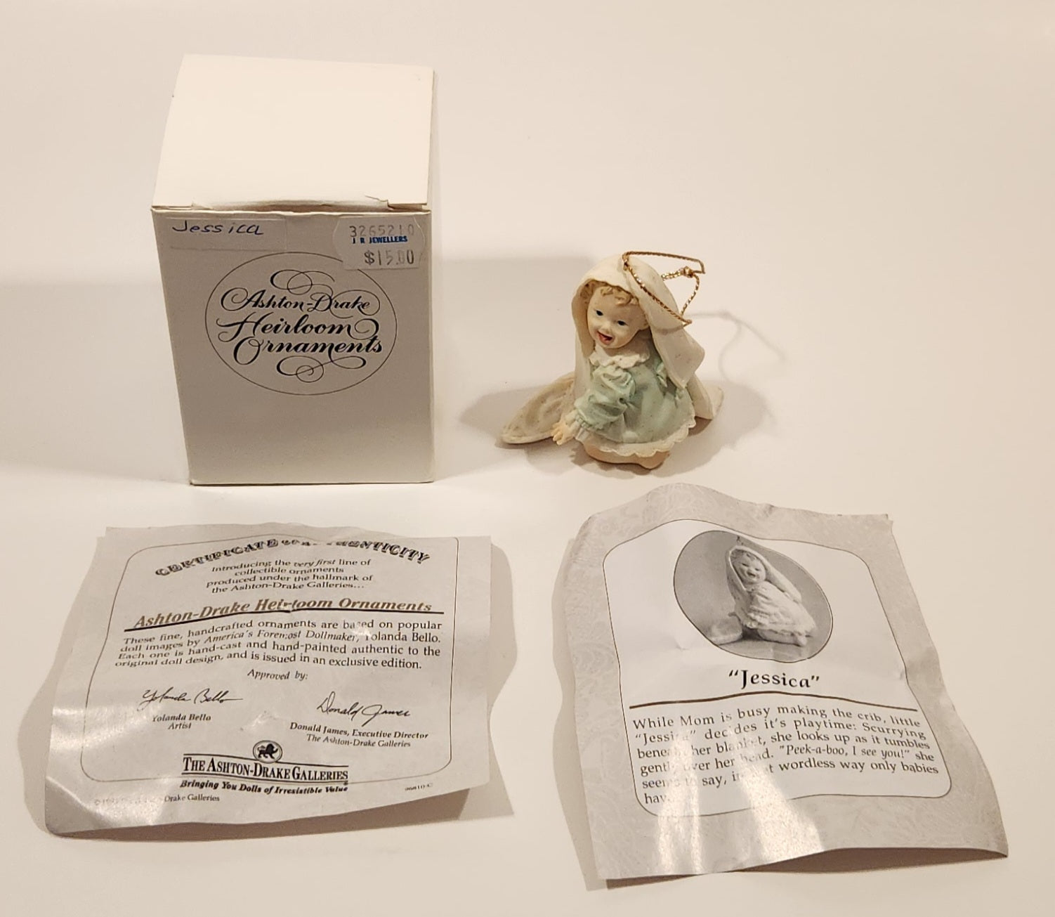 1993 Ashton Drake Heirloom Ornaments Jessica Porcelain Figurine by Yolanda Bello