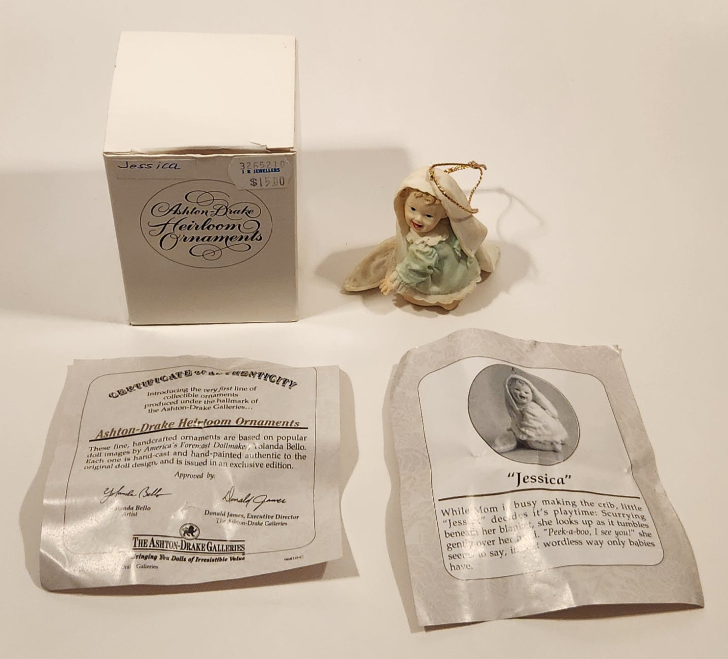 1993 Ashton Drake Heirloom Ornaments Jessica Porcelain Figurine by Yolanda Bello 2