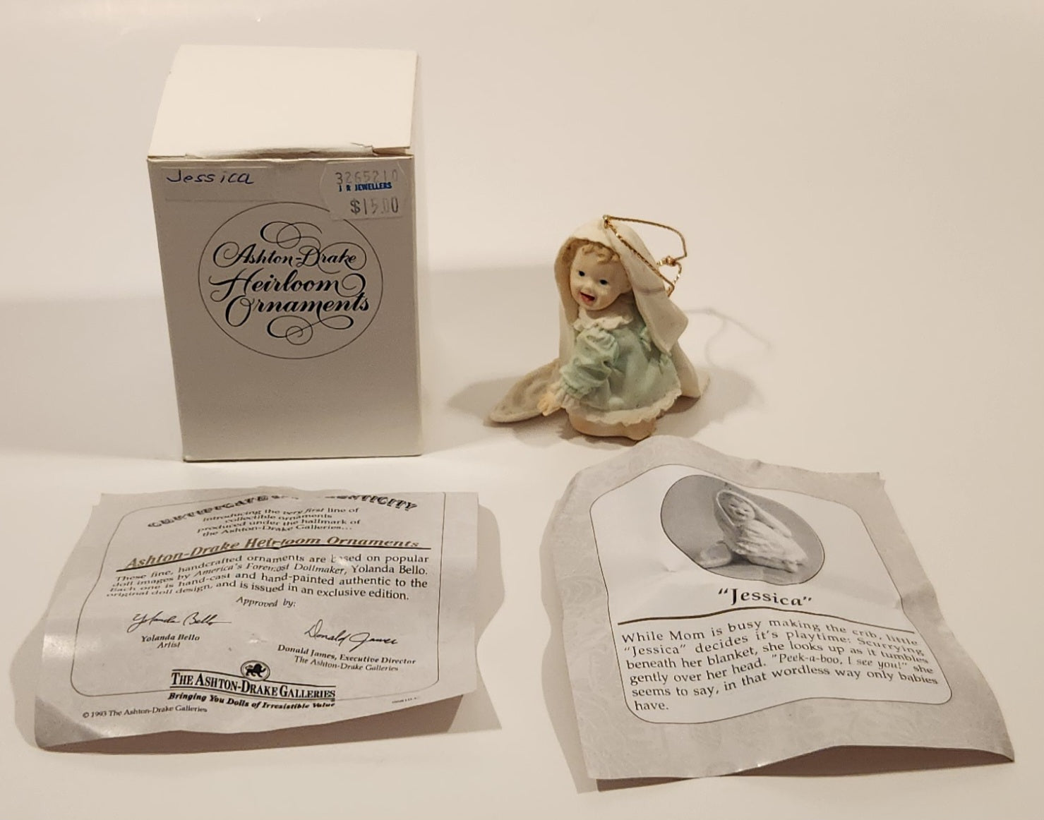 1993 Ashton Drake Heirloom Ornaments Jessica Porcelain Figurine by Yolanda Bello 3