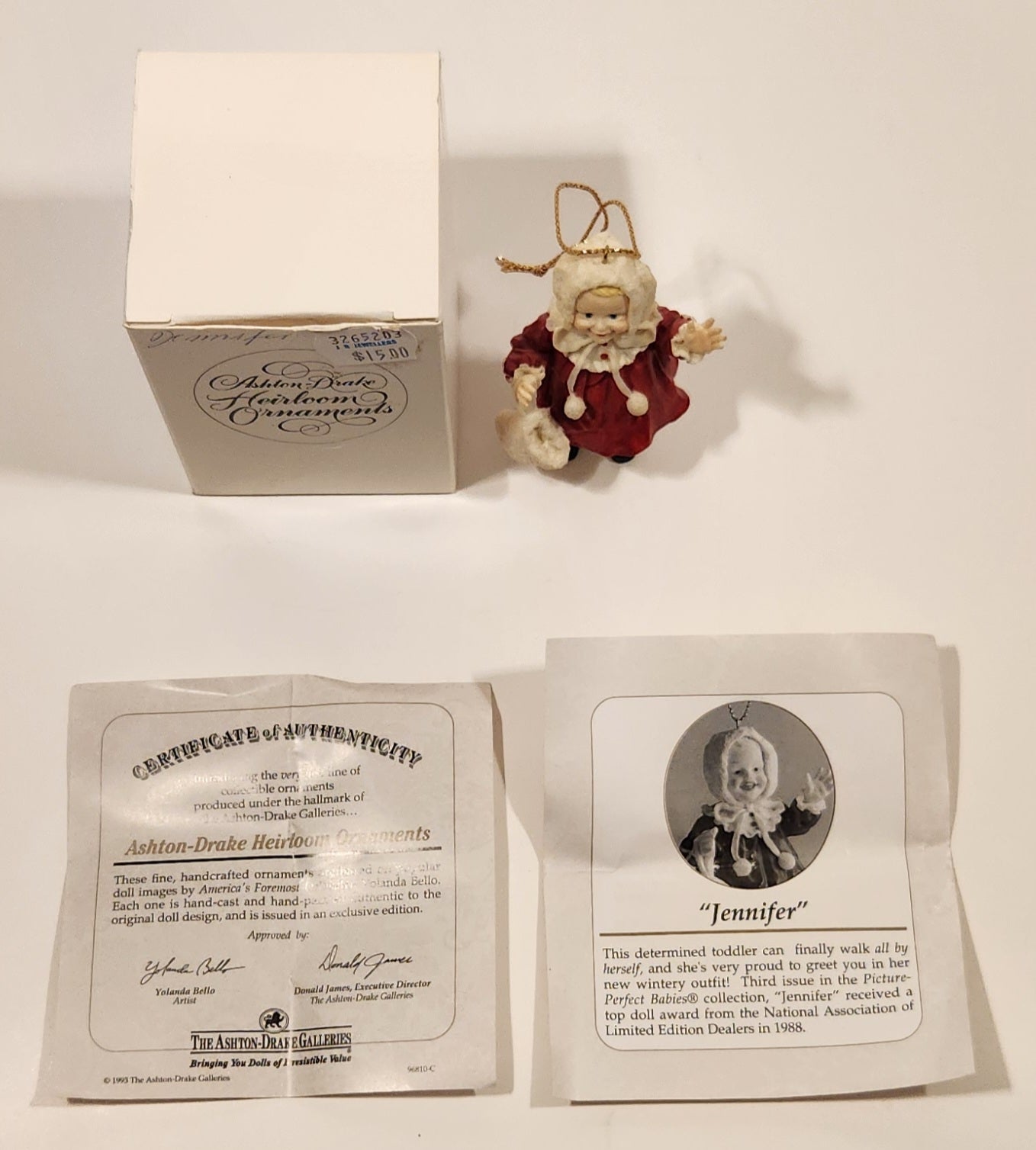 1993 Ashton Drake Heirloom Ornaments Jennifer Porcelain Figurine by Yolanda Bello 4
