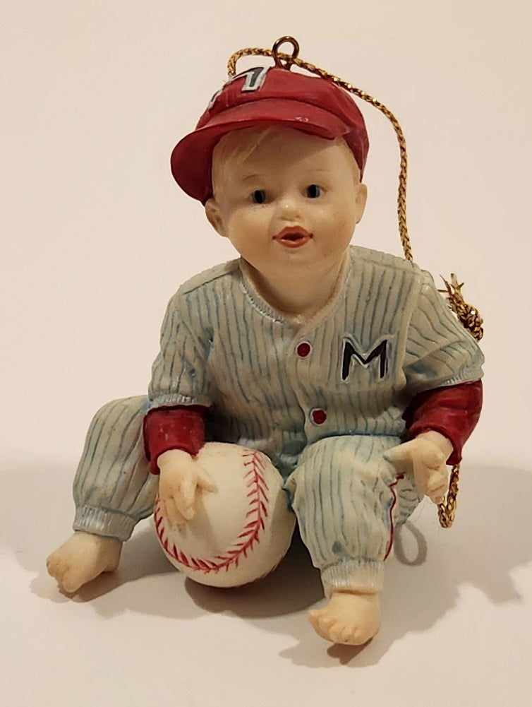 1993 Ashton Drake Heirloom Ornaments Michael in Baseball Uniform Porcelain Figurine by Yolanda Bello 3