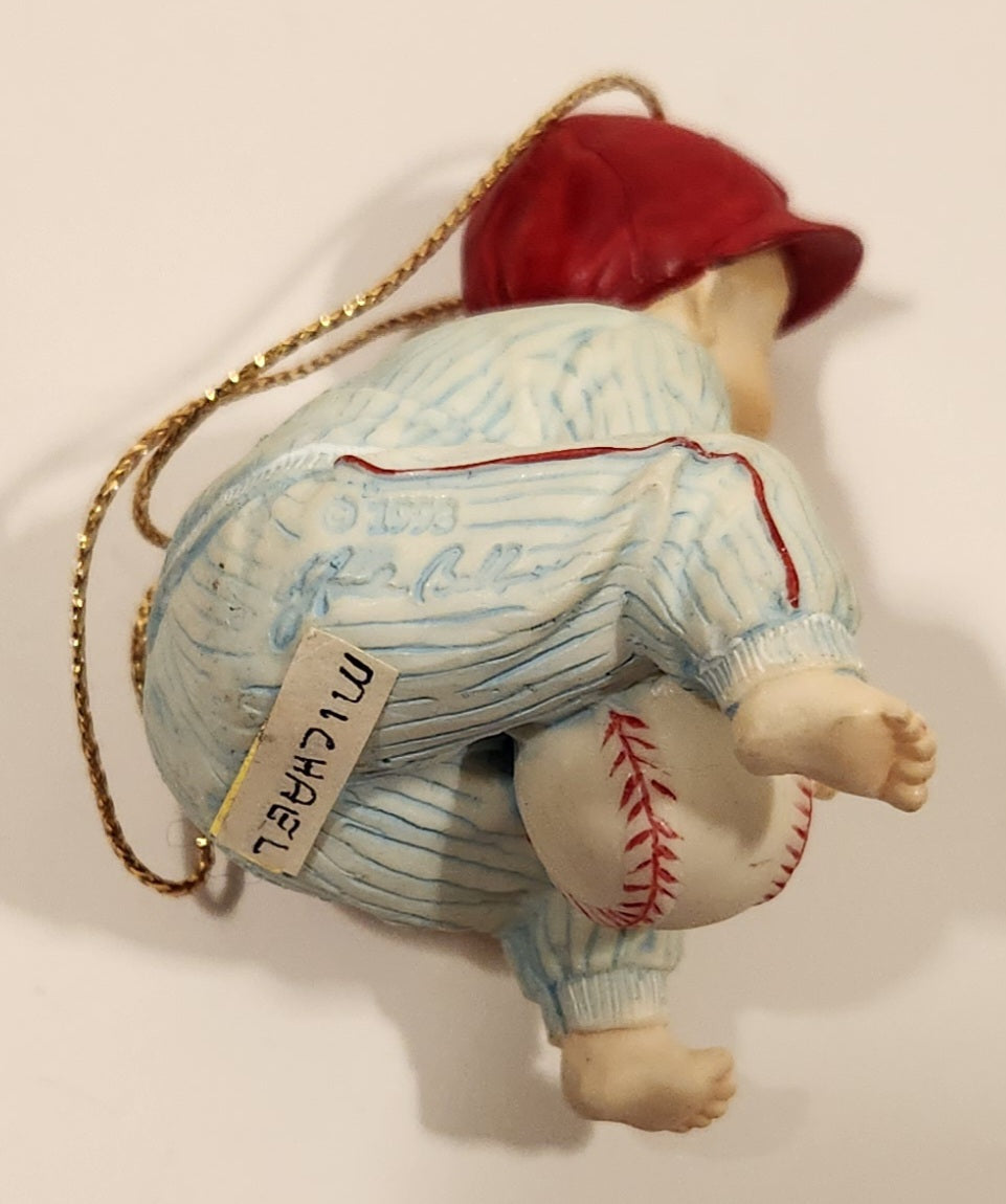 1993 Ashton Drake Heirloom Ornaments Michael in Baseball Uniform Porcelain Figurine by Yolanda Bello 9