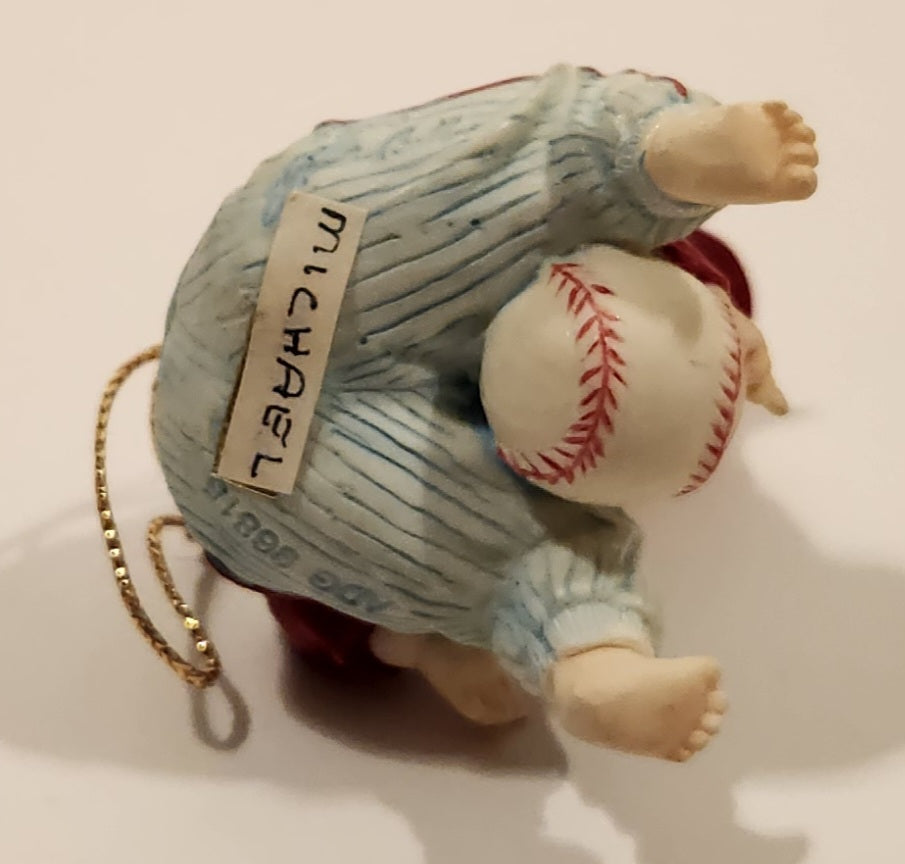 1993 Ashton Drake Heirloom Ornaments Michael in Baseball Uniform Porcelain Figurine by Yolanda Bello 10
