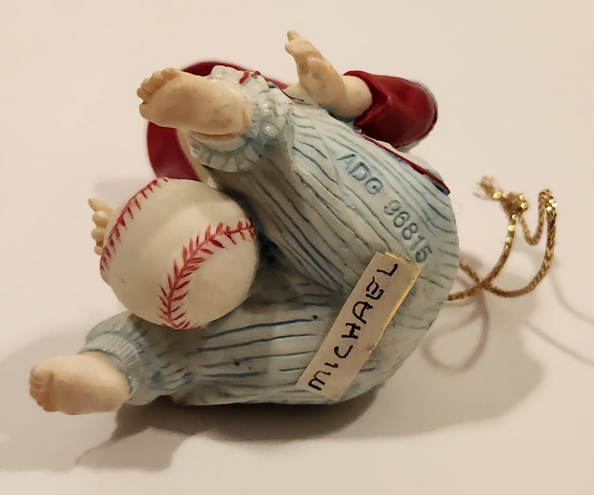 1993 Ashton Drake Heirloom Ornaments Michael in Baseball Uniform Porcelain Figurine by Yolanda Bello 11