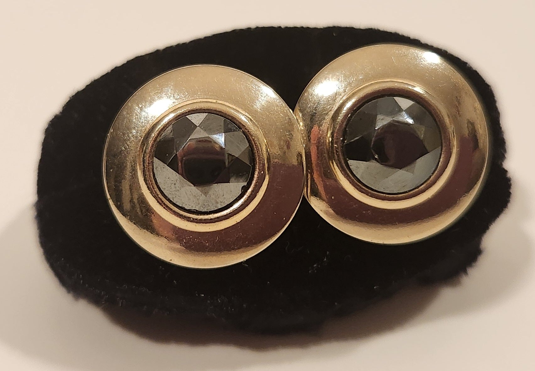 Vintage Black Stone Silver Tone Cufflinks