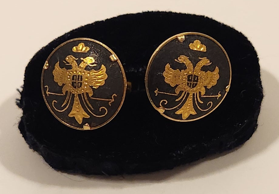 Vintage Gold Double Headed Eagle Black Gold Tone Cufflinks 2