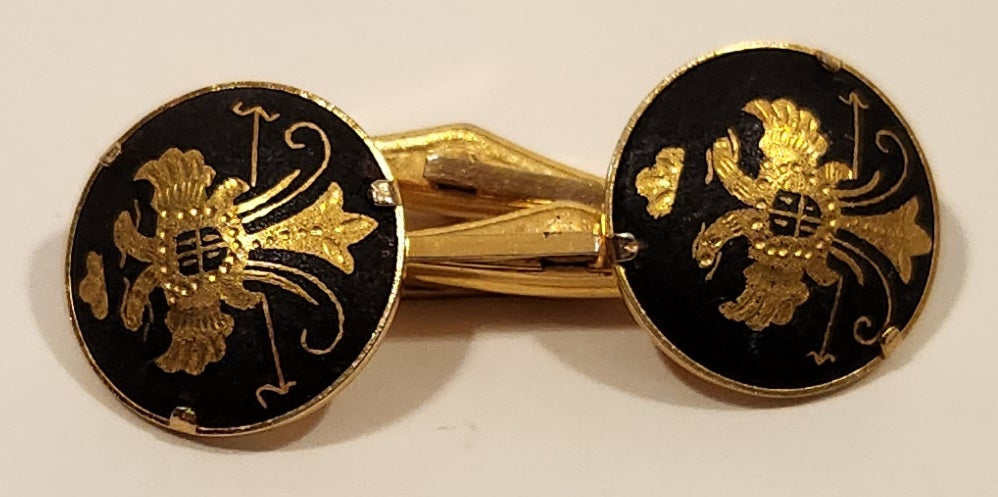Vintage Gold Double Headed Eagle Black Gold Tone Cufflinks 3