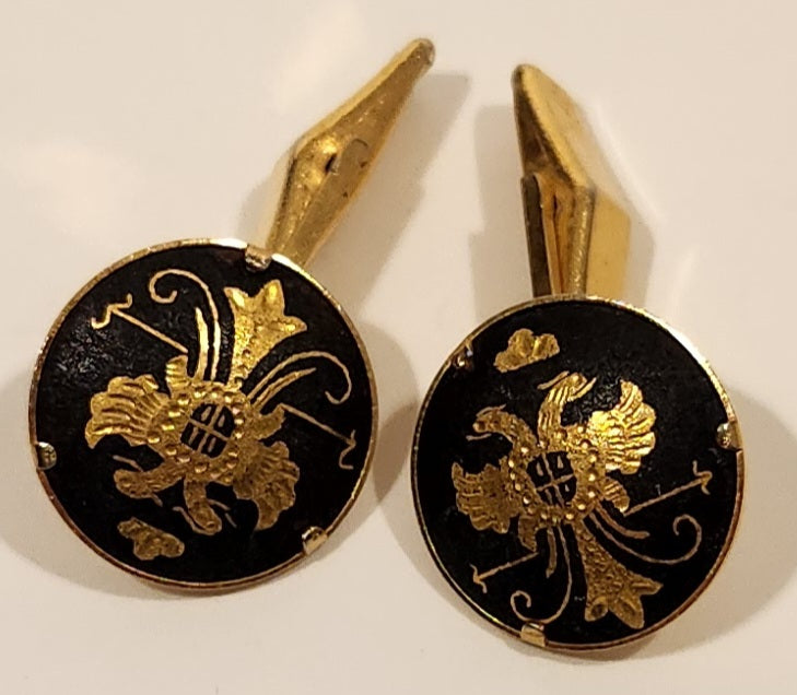 Vintage Gold Double Headed Eagle Black Gold Tone Cufflinks 4