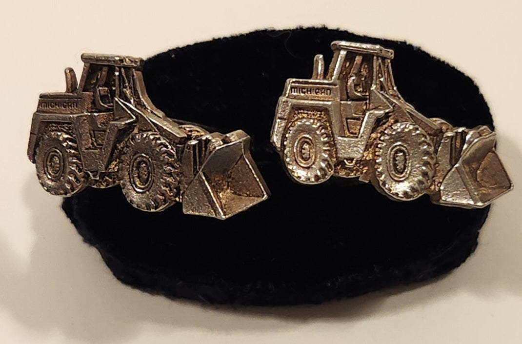 Vintage Michigan Front End Loader Silver Tone Cufflinks 2
