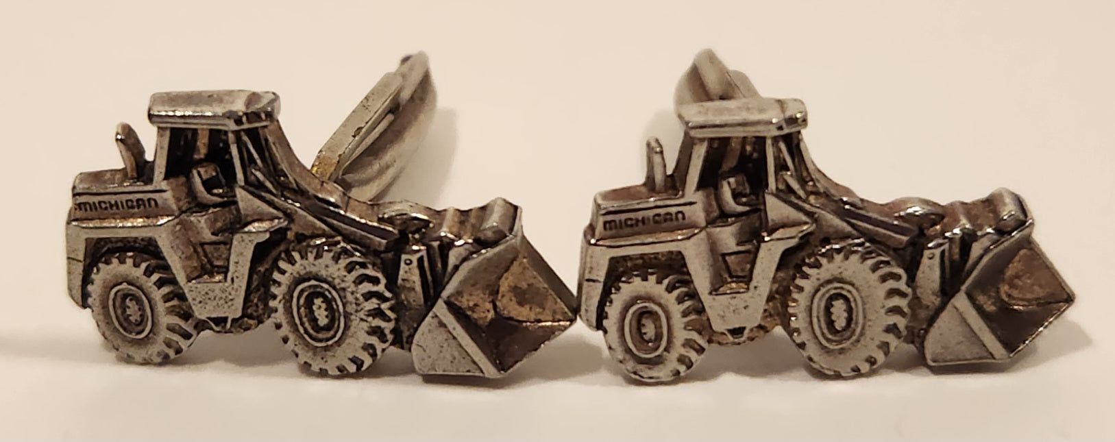 Vintage Michigan Front End Loader Silver Tone Cufflinks 4