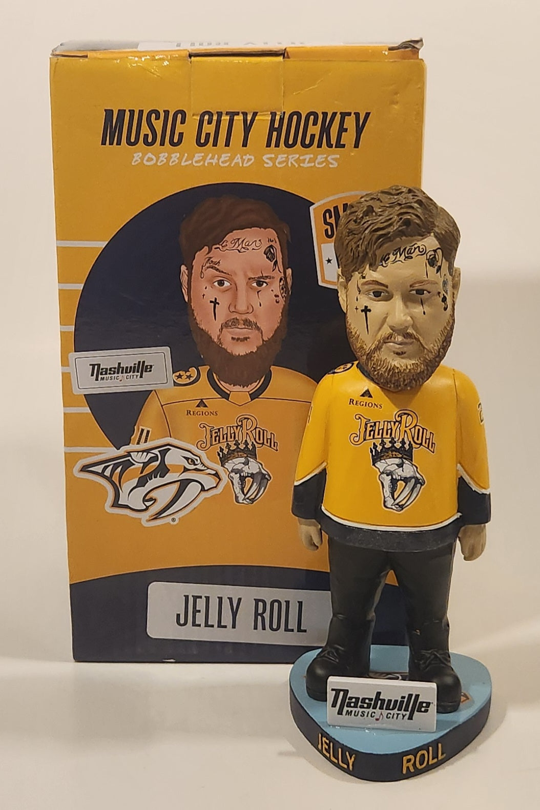 2025 BDA Sports NHL Nashville Predators Music City Hockey Bobblehead Series Smash Ville Jelly Roll 7" Tall Resin Figure New in Box
