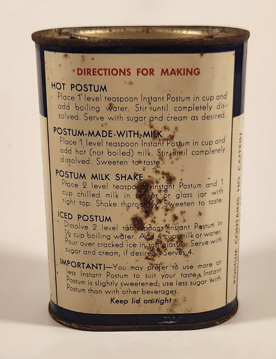 Vintage Post Food Products Instant Postum Cereal Beverage "There's a Reason" 8 oz Tin Metal Can 3