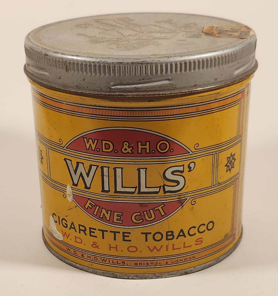 Rare Vintage W.D. & H.O. Wills' Fine Cut Cigarette Tobacco Metal Can