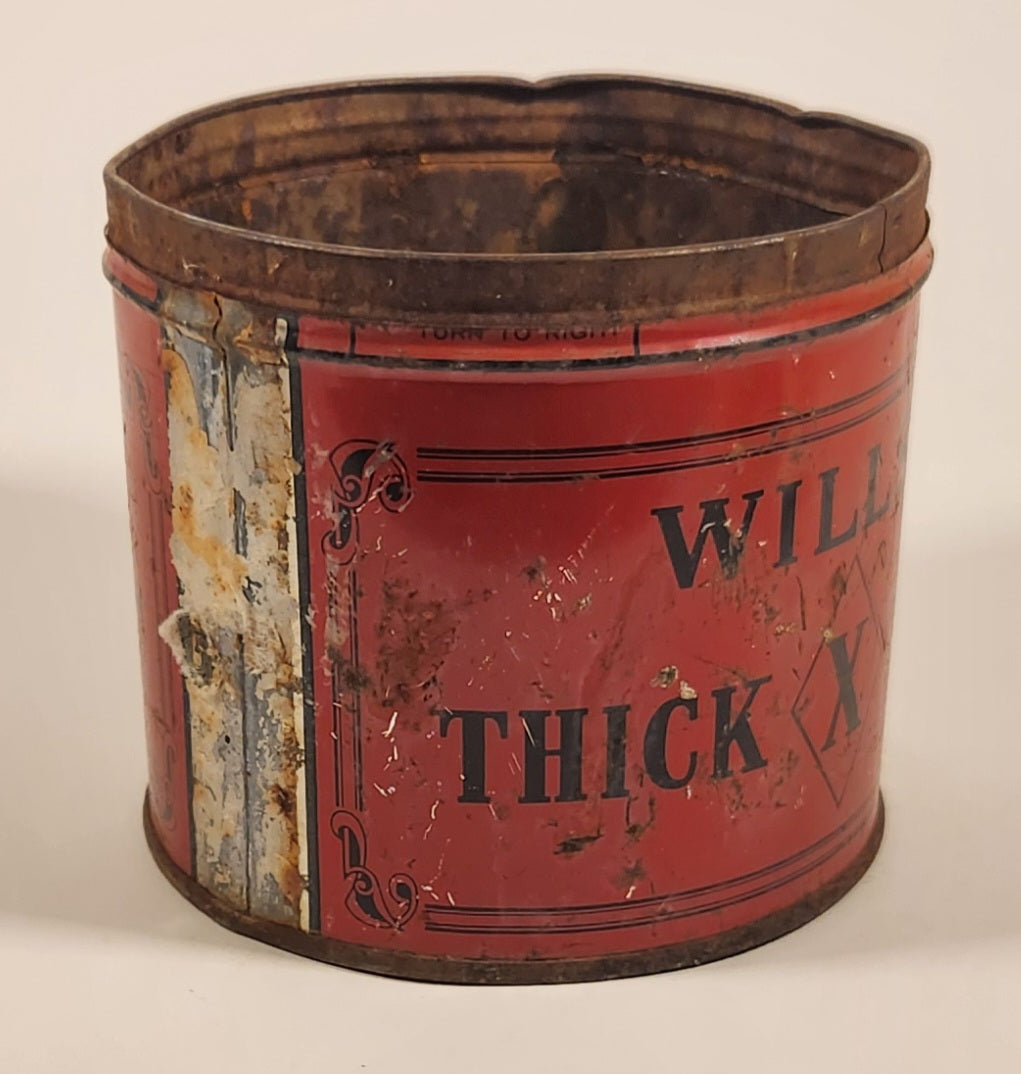 Rare Vintage Wills's Thick X Twist Tobacco Metal Can No Lid 4