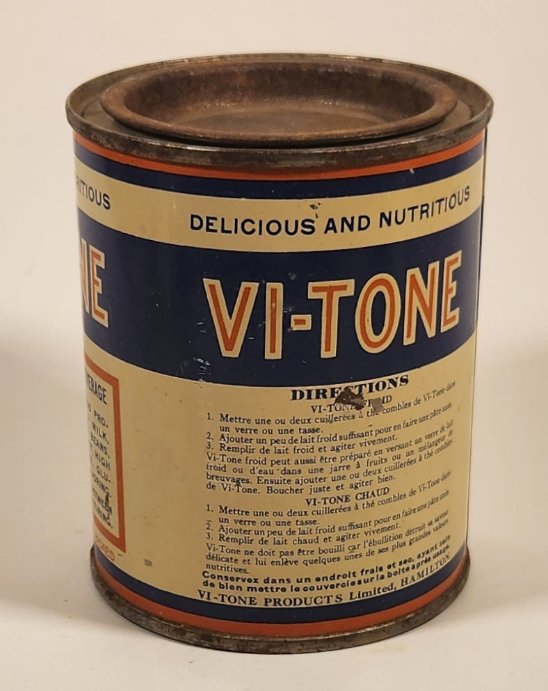 Rare Antique 1930s Vi-Tone A Nourishing Food Beverage Delicious And Nutritious Metal Can Hamilton Ontario 2