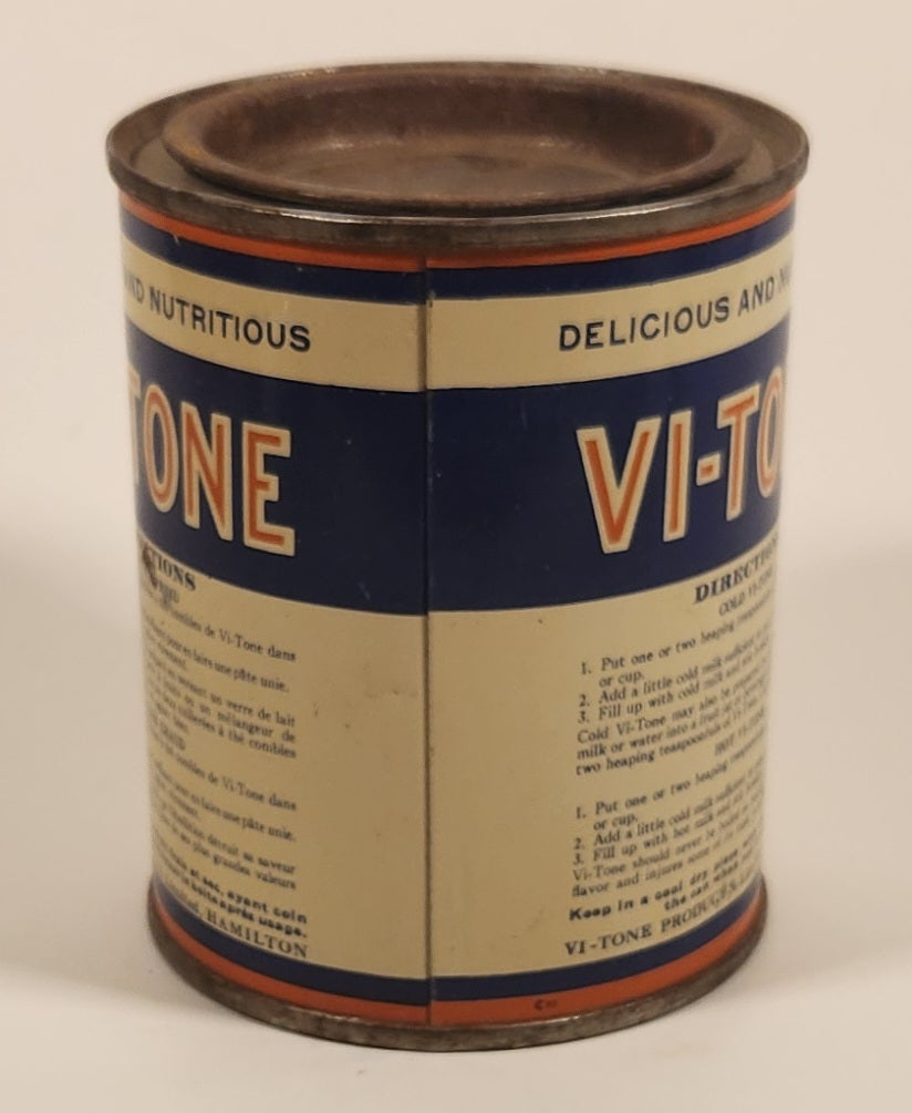 Rare Antique 1930s Vi-Tone A Nourishing Food Beverage Delicious And Nutritious Metal Can Hamilton Ontario 3