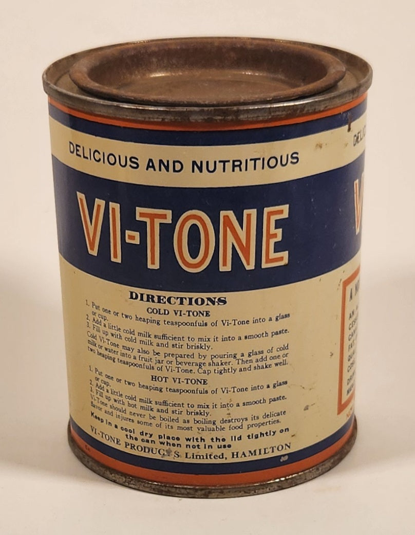 Rare Antique 1930s Vi-Tone A Nourishing Food Beverage Delicious And Nutritious Metal Can Hamilton Ontario 4