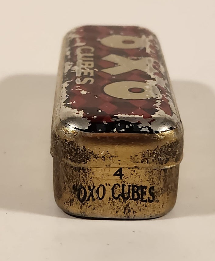 Antique Oxo Brand Cubes Red Tin Metal Container 4