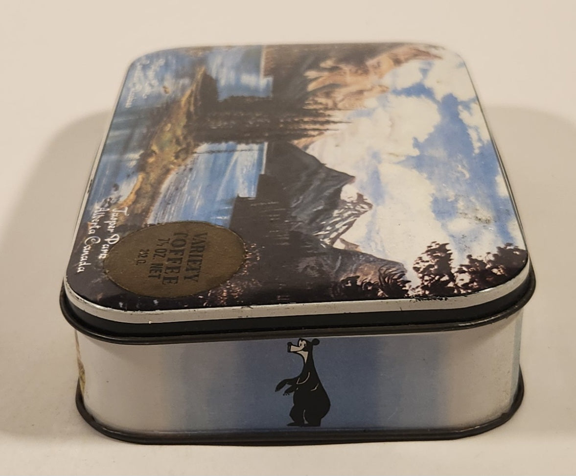 Rare Vintage Maligne Lake Canadian Rockies Jasper Parks Alberta Canada Jasper The Bear Variety Toffee Hinged Tin Metal Container 5