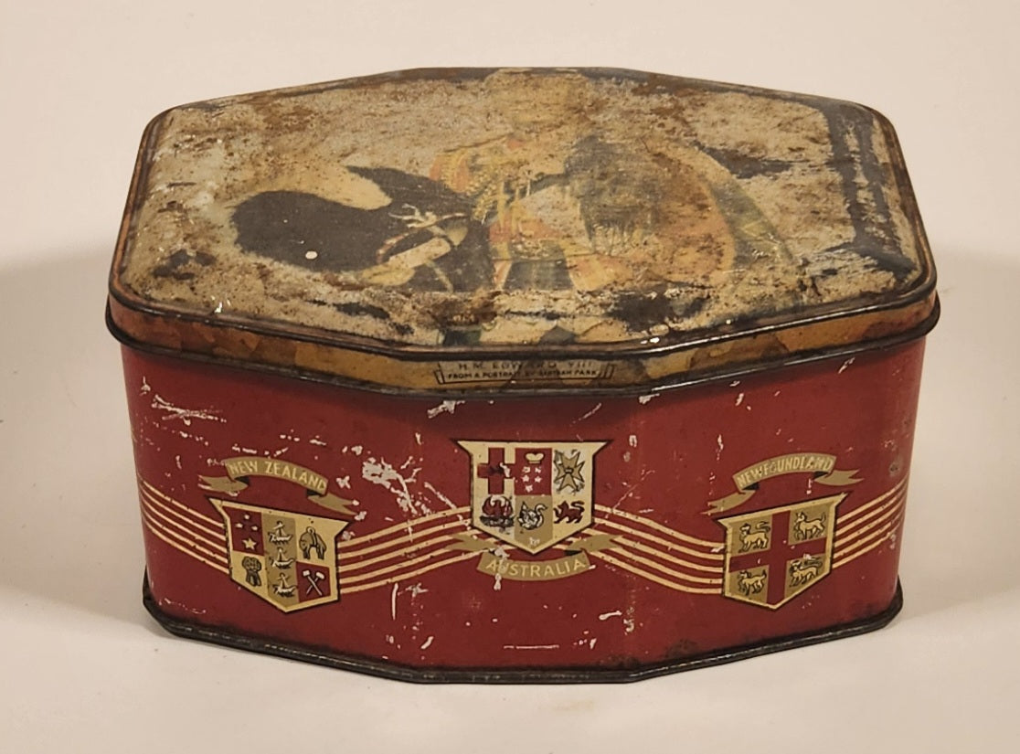 Antique 1937 H. M. King Edward VIII Commemorative Hinged Tin Metal Container 2