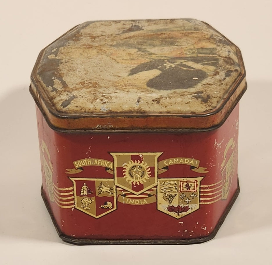 Antique 1937 H. M. King Edward VIII Commemorative Hinged Tin Metal Container 5