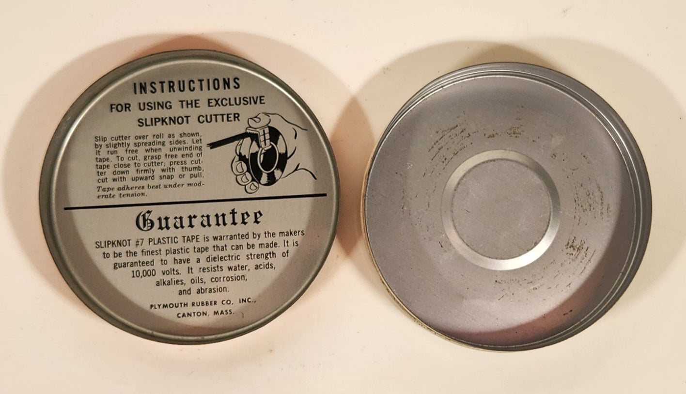 Vintage Plymouth Rubber Company Canton Massachusetts Slipknot No. 7 Plastic Electrical Tape Tin Metal Container 6
