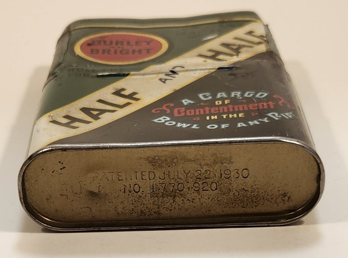 Antique 1930 The American Tobacco Company Burley & Bright Genuine Roll Cut Tobacco Half And Half A Cargo Of Contentment In The Bowl Of Any Ripe Tin Container 6