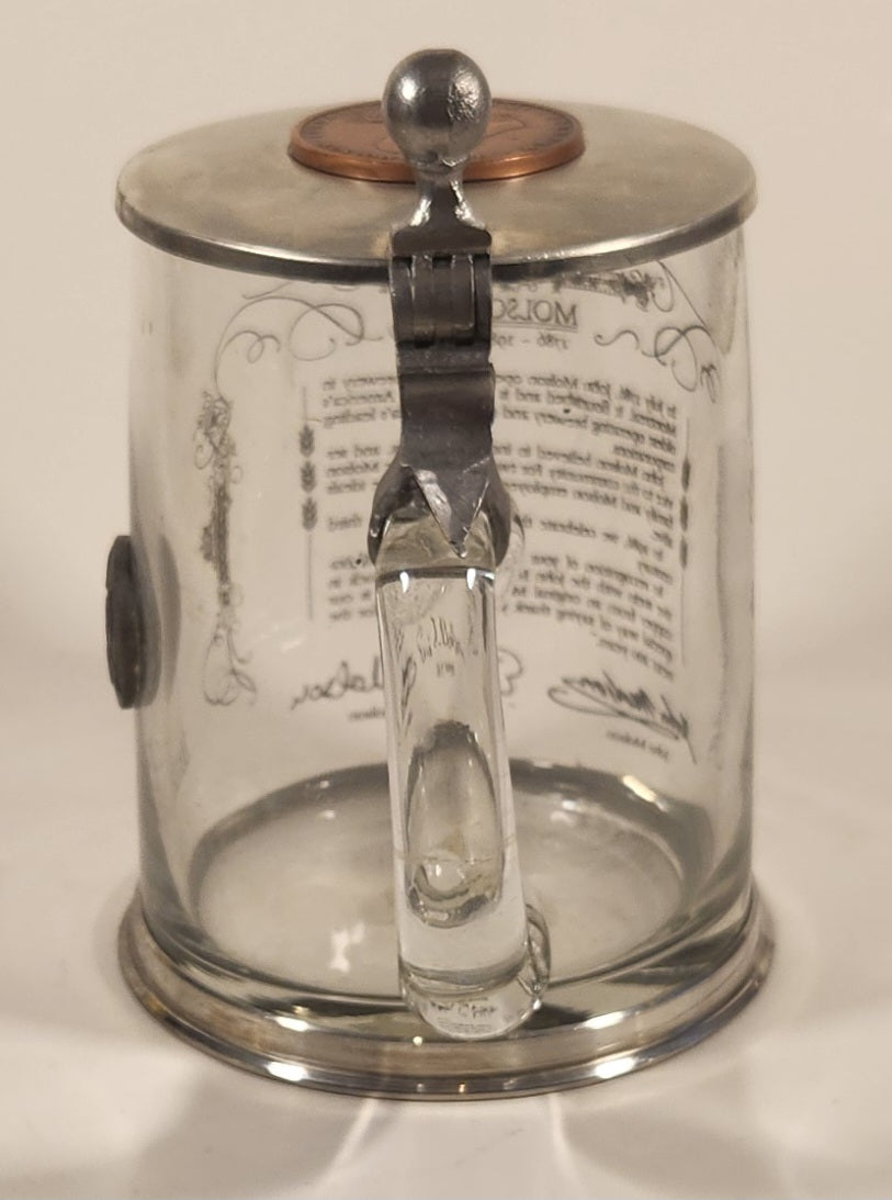 Rare Rastal Molson 1786-1986 200th Annivesary Founder John Molson Clear Glass Beer Mug with Metal Lid 3